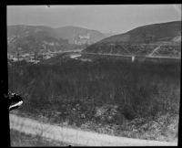 Hillside area photographed in relation to the investigation of the murder of Alberta Meadows by Clara Phillips, 1922-1923