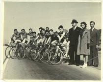 Group portrait of bicycle racers