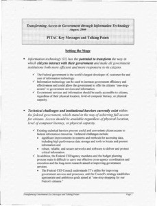 PITAC Key Messages and Talking Points