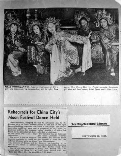 China City Moon Festival Dance, Rose Wong is first from left (newspaper clipping)