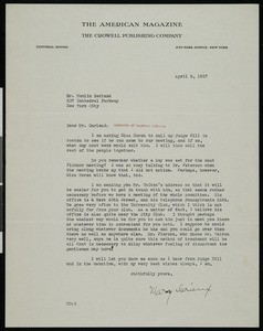 Mary Derieux, letter, 1927-04-08, to Hamlin Garland