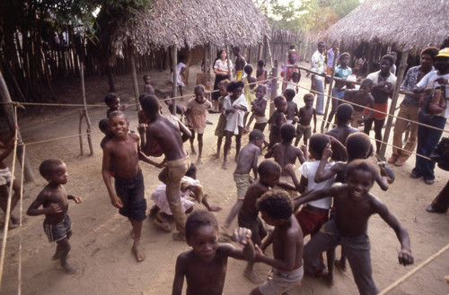 Children playing inside boxing ring, San Basilio de Palenque, 1976