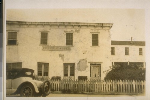 Another view of the home of Robt. [Robert] Louis Stevenson at Monterey, Calif. Built in 1836 on Houston St. near Pearl St. Photo taken Jany. 1929