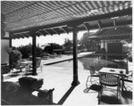 [Exterior swimming pool and patio Barbara Hutton residence, Mexico.]