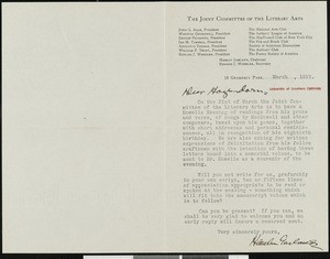 Hamlin Garland, letter, 1917-03, to Hermann Hagedorn