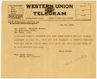 Telegram from Julia Morgan to William Randolph Hearst, May 31, 1924