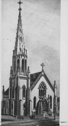 Line drawing of Father Cleary's St. Vincent de Paul Church, Petaluma, California, 1877