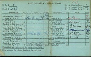 WPA block face card for household census (block 289) in Los Angeles County