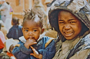 Mission at the bottom - City Mission in Madagascar. Child beggars. Photo 1997