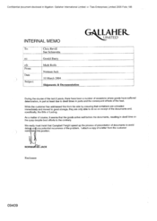 Gallaher Limited[ Memo from Norman Jack to Chris Revill and Sue Schiavette regarding shipment & documentation]