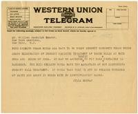 Telegram from William Randolph Hearst to Julia Morgan, [July 1925]