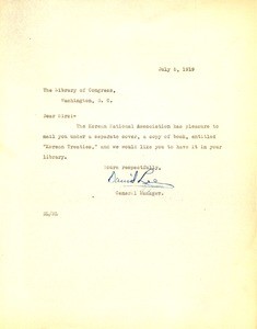 Korean National Association's gifting of Korean Treaties to libraries, 1919