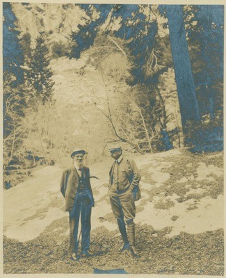 John Muir and Henry F. Osborn, probably in the Sierra Nevada, California