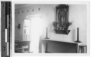 Guadalupe shrine in the Maryknoll house chapel, Tepic, Nayarit, Mexico, August 1943