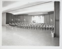 Empire Room of the Flamingo Hotel set up theater style, Santa Rosa, California, 1958