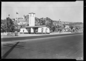 Service station at North Cahuenga Boulevard & Hollywood Boulevard, Los Angeles, CA, 1930
