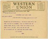 Telegram from William Randolph Hearst to Julia Morgan, June 2, 1930