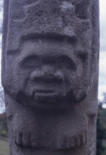 Back of a double guardian stone statue, close-up, San Agustín, Colombia, 1975