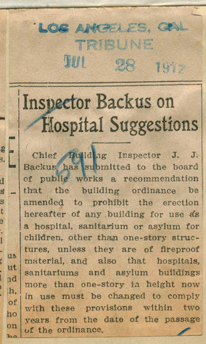 Inspector Backus on hospital suggestions