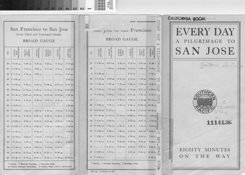 Every Day a Pilgrimage to San Jose Railroad Timetable