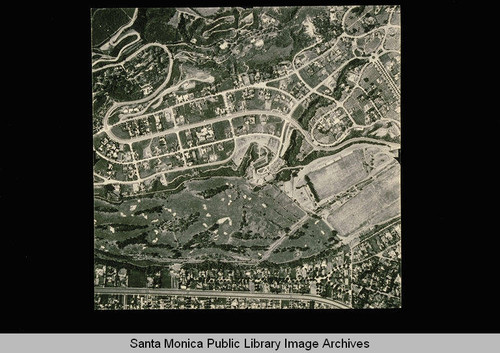 Aerial flown by Pacific Air Industries on April 1, 1950 includes view of the Riviera Country Club, Los Angeles, Calif