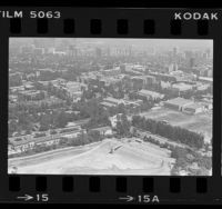 Aerial view of UCLA campus and Westwood, Calif., 1984