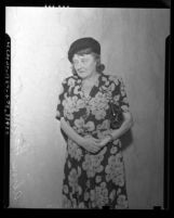 Aline Barnsdall, 3/4 length portrait, taken during 1945 court case over dog lease law in Los Angeles, Calif