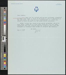 Stewart Edward White, letter, 1938-01-21, to Hamlin Garland
