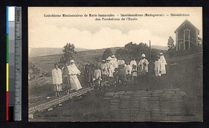 Blessing the foundations of a new school, Imerimandroso, Madagascar, ca.1900-1930
