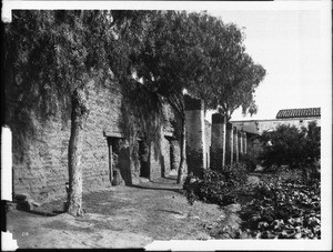 Mission San Juan Capistrano, showing presidio and south side of garden, California, ca.1899