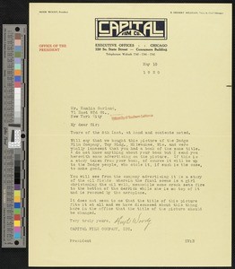 Hugh Woody, letter, 1920-05-10, to Hamlin Garland