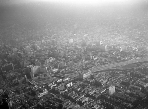 110 Harbor Freeway and Downtown Los Angeles, looking southeast