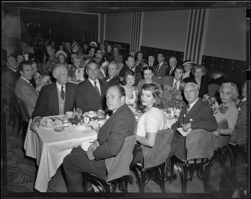 Dinner or cast party associated with production of opera La Traviata, Hollywood or Pomona, 1949
