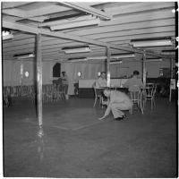 Tony Cornero feeling the floor on his newly refurbished gambling ship, the Bunker Hill or Lux, Los Angeles, 1946