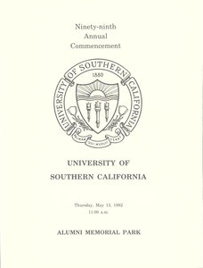 Commencement program, USC (99th: 1982: Alumni Memorial Park)