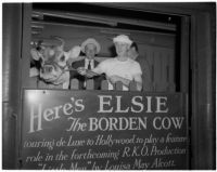 Elsie the Borden Cow, star of the 1940 film "Little Men," Los Angeles, 1940