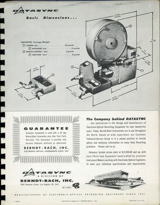 Datasync Phototape Recording Systems Instruction Book, 1959