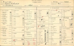 WPA household census for 1811 SICHEL, Los Angeles