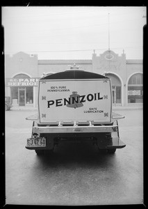 Pennzoil trucks, Southern California, 1932