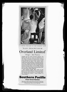 Advertisement for Southern Pacific's San Francisco Overland Limited route