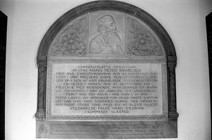 Memorial plaque for Hans Peter Borresen in "Our Saviour's Church" at Christianshavn in Copenhag