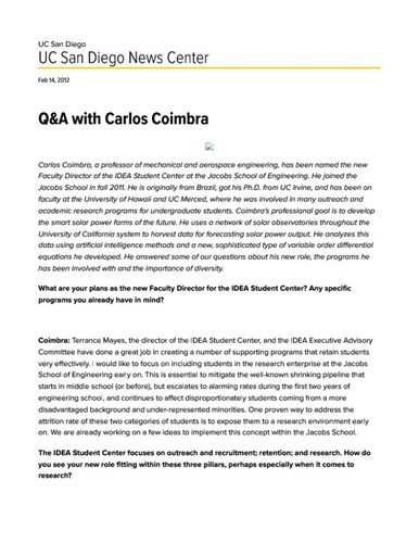 Q&A with Carlos Coimbra