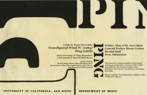 Ping: Poster for Ping and Transfigured Wind IV performance