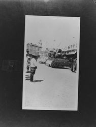 Parade floats heading south on Main Street near B Street, Petaluma, California, about 1925