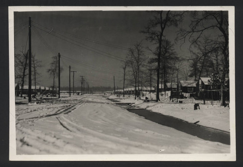 Winter scene at Jerome incarceration camp