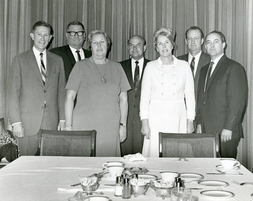 Charles Runnel (Far Right), Dr. M. Norvel Young (C), Bob Jones, 2nd from end, Dr. William Teague