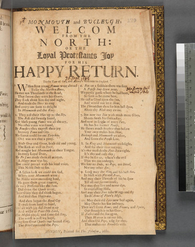 Monmouth and Bucleugh's welcom from the North: or The loyal Protestants joy for his happy return. To the tune of York and Albany's welcome to England