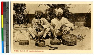 Two snake charmers, India, ca.1920-1940