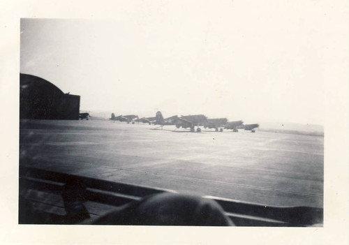 F4U-4 Corsair Marine fighter jets in front of hangar, MCAS El Toro, 1947
