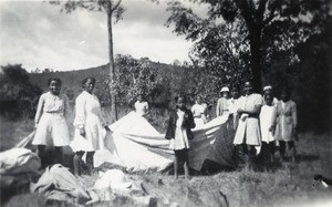 Camp of girls guides, in Madagascar